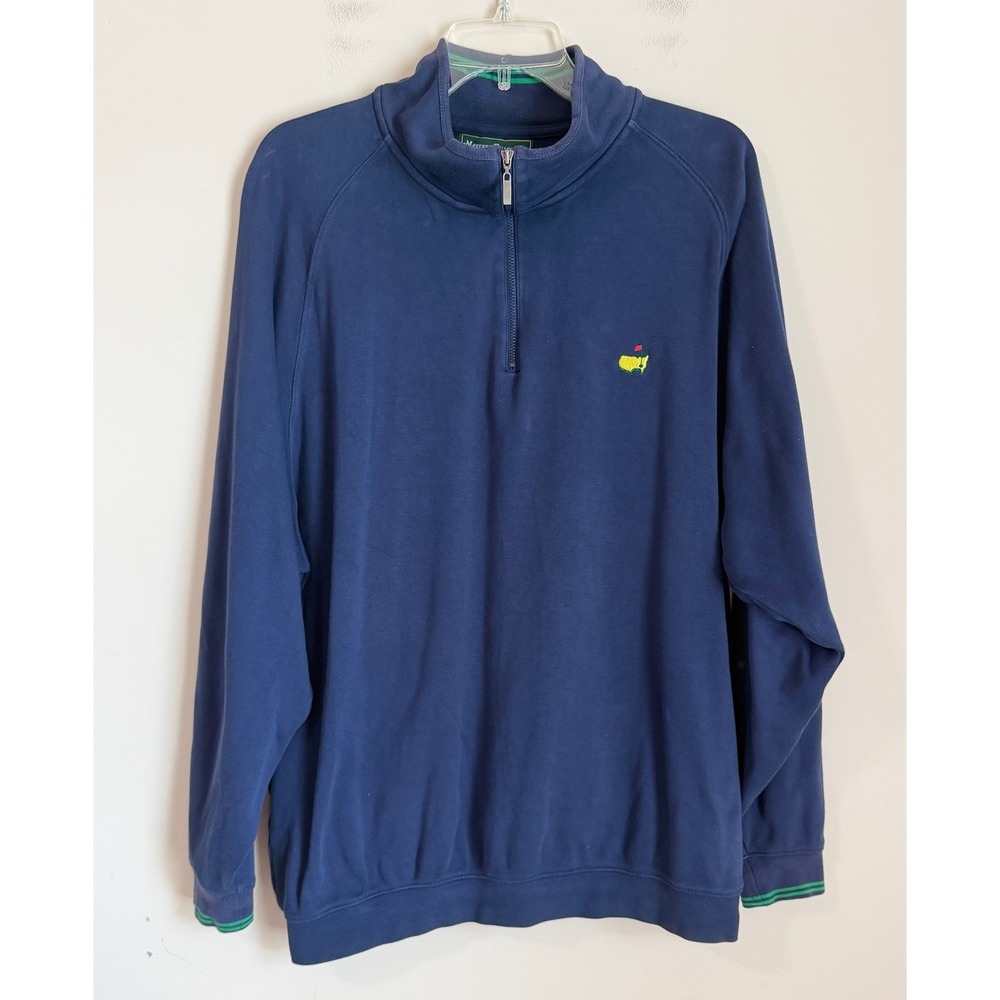Masters Collection Quarter Zip Pullover Mens XL Navy Blue Pima Cotton Golf Logo